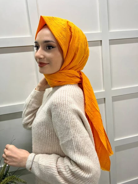 Loryan Scarf Viva Crush Pamuklu Şal 00380  SAFRAN ürün görseli 1