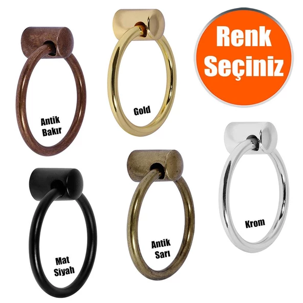 Cordia Sarkaç Mobilya Dolap Çekmece Kulpu Kulbu Metal Halka Kulp Tek Vidalı ürün görseli 1