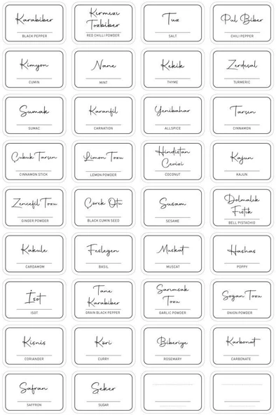 Digithome 36 Adet Dikdörtgen Baharat Kavanoz Etiketi Sticker Seti 4,5x3 Cm C1-1-149 ürün görseli 1