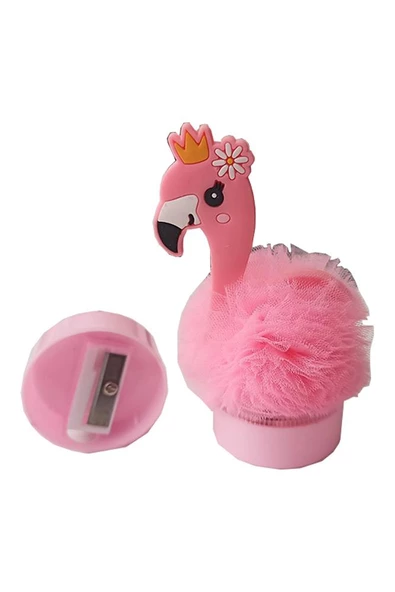 Flamingo Kalemtraş Tül Ponponlu Tekli Kalemtraş 1 Adet Hediyelik Kız Kalemtraş ürün görseli 1
