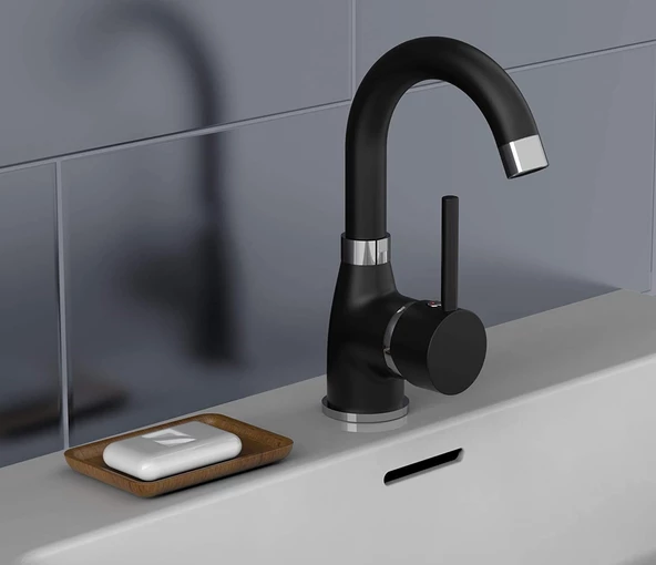 Lavabo Musluğu Mat Siyah Lavabo Bataryası 5 Yıl Garantili ürün görseli 1