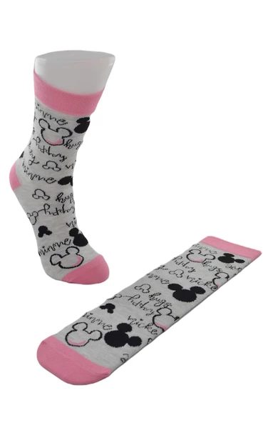 Dode Flora Disnep Kadın Çizgi Film Minnie Mouse Desenli Pamuklu Soket Çorap ürün görseli 1