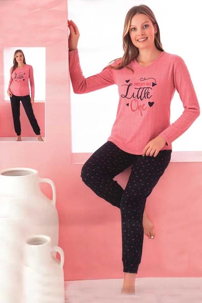 Fawn Kadın Little İnterlok Uzun Kol Pijama Takımı (8237) ürün görseli 1