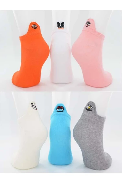 Flora Bayan 6 lı Emojili Bayan Patik Çorap - 36-40 - Resim 5
