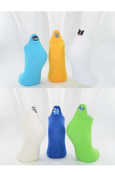 Flora Bayan 6 lı Emojili Bayan Patik Çorap - 36-40 - Resim 2