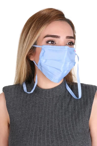 Gümüş İyonlu Boyundan Askılı Yıkanabilir Düz Renkli Maske ürün görseli 1
