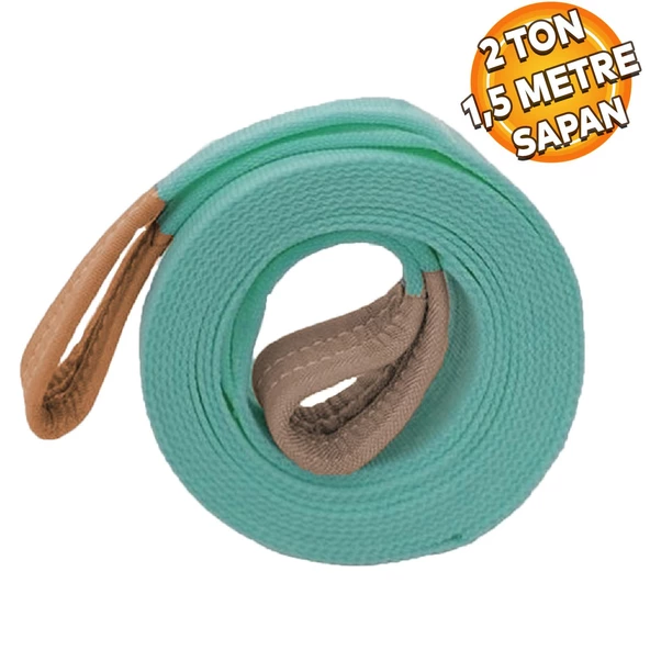 Sapan Polyester Spanzet 2 Ton 1.5 Metre Turkuaz Sağlam Yük Kaldırma Taşıma İndirme Halat ürün görseli 1
