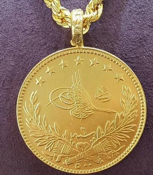 Tam Reşat Kolye Gerçek Altin Görünümlü Kolye imitasyon Tam Reşat Tuğra Kolye (KARGO BEDAVA) ORKIDEY003405 ürün görseli 1