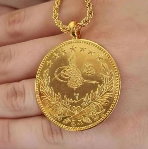 Tam Reşat Kolye Gerçek Altin Görünümlü Kolye imitasyon Tam Reşat Tuğra Kolye (KARGO BEDAVA) ORKIDEY005597 ürün görseli 1