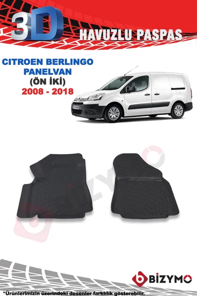 Citroen Berlingo Panelvan 2008-2018 3D Havuzlu Paspas Takımı Bizymo ürün görseli 1