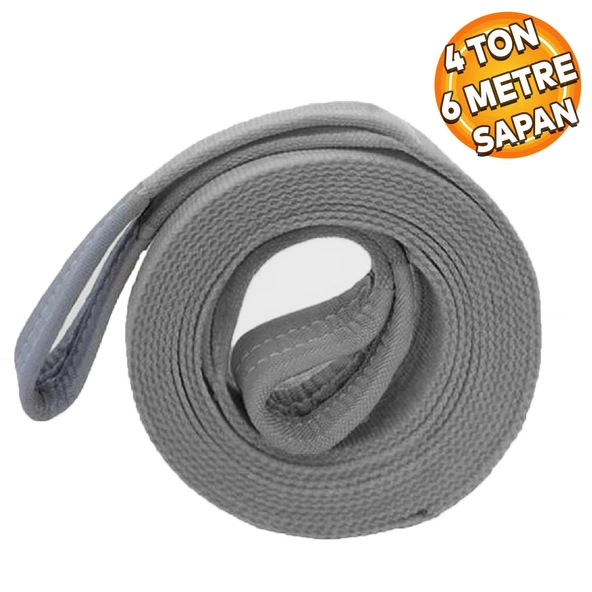 Sapan Polyester Spanzet 4 Ton 6 Metre Gri Sağlam Yük Kaldırma Taşıma İndirme Halat ürün görseli 1