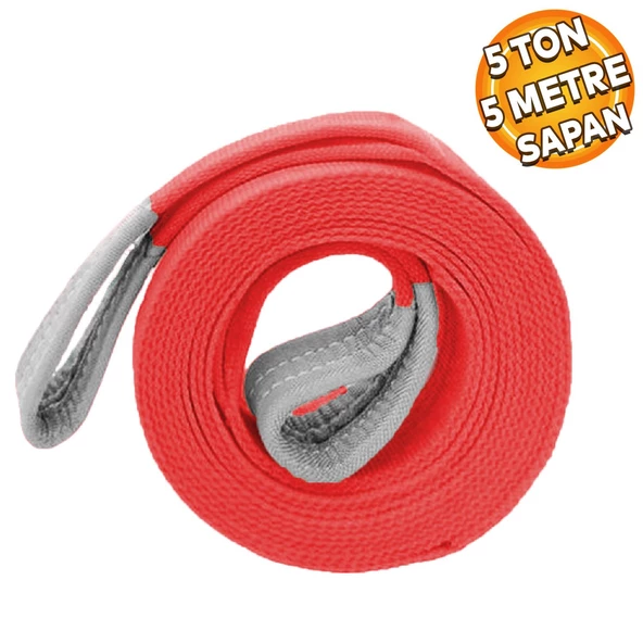 Sapan Polyester Spanzet 5 Ton 5 Metre Kırmızı Sağlam Yük Kaldırma Taşıma İndirme Halat ürün görseli 1