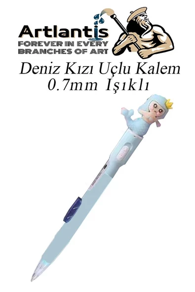 Işıklı Deniz Kızı Uçlu Kalem 0.7 1 Adet Denizkızı Başlıklı Versatil Kalem Süslü Silikonlu Hediyelik Kalem ürün görseli 1