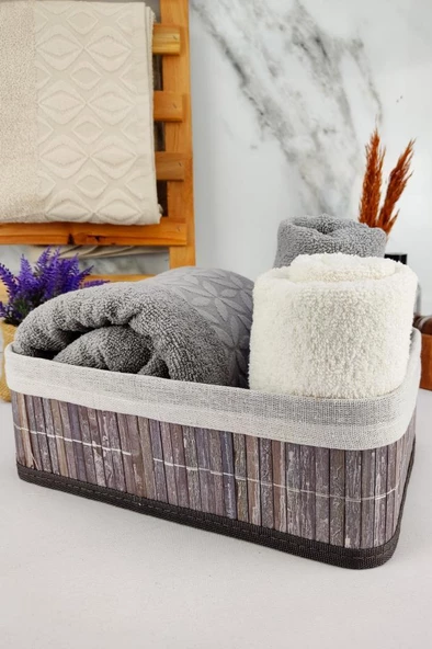 Digithome Bambu Çok Amaçlı Saklama Kutusu Düzenleyici Orta Boy Organizer Gri 29x19x10 Cm - CL-6006-2 C1-1-121 ürün görseli 1