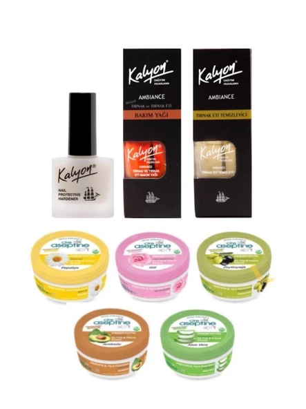 Kalyon Tırnak Sertleştirici+Bakım Yağı+Et Temizleyici+Cire Aseptine Krem 30Ml 5 Adet Karma ürün görseli 1