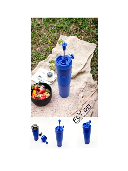 Yüksek Kaliteli Sıcak ve Soğuk French Press Çelik Termos Kupa Bardak Mug 500 ML  Kahve ve Bitki Çayı ürün görseli 1