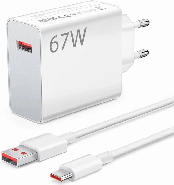 Xiaomi Redmi Mi Uyumlu Mdy-12-Eh 67W 6A %100 Orjinal Şarj Adaptörü ve USB Kablo Beyaz CEPTELB022501 ürün görseli 1
