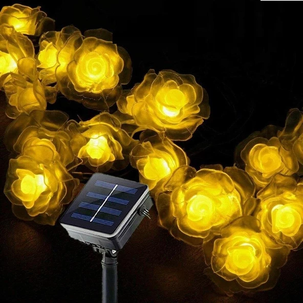 Solar 30Led Ampül 4M İp Gül Desen Güneş Enerjili Dekorasyon Doğum Günü Düğün ürün görseli 1