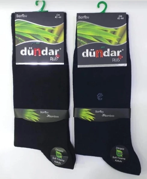 DÜNDAR PLUS 5602 ERKEK BAMBU LİKRALI ÇORAP ( 6 SİYAH 6 LACİVERT ) 12 ADET ürün görseli 1