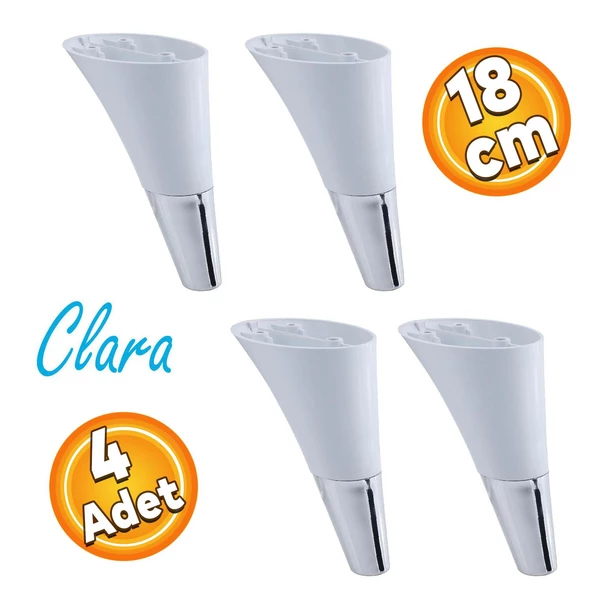 Clara Mobilya Kanepe Tv Ünitesi Konsol Koltuk Ayağı Beyaz Krom Renk 18 Cm (4 ADET) ürün görseli 1
