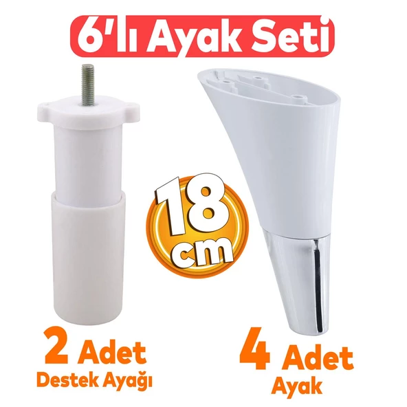Clara 6'lı Set Mobilya Koltuk Kanepe Konsol Yatak Tv Ünite Destek Ayağı Beyaz 18 Cm Ayakları ürün görseli 1