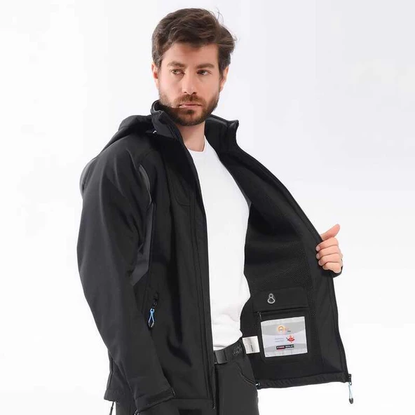FreeCamp Eagle Softshell Ceket-SİYAH-MAVİ ürün görseli 1