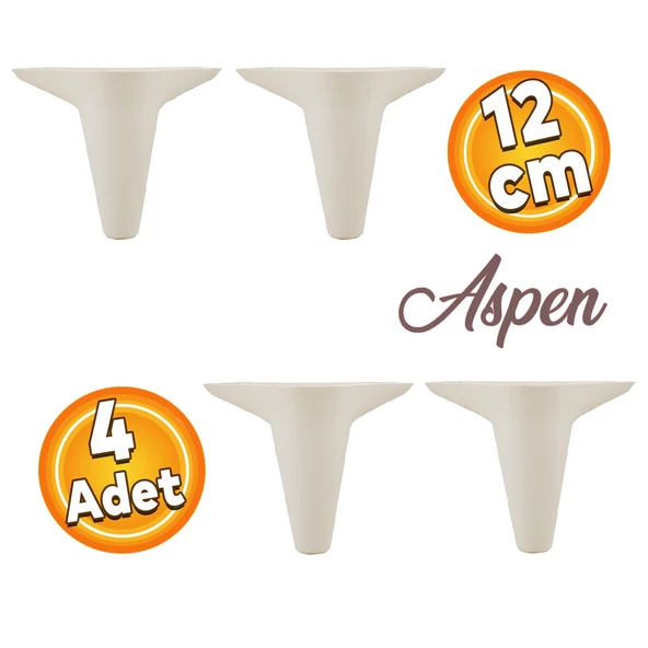 Aspen Lüks Mobilya Kanepe Koltuk Tv Ünitesi Baza Ayağı Ayakları 12 Cm Krem Ayak (4 ADET) ürün görseli 1