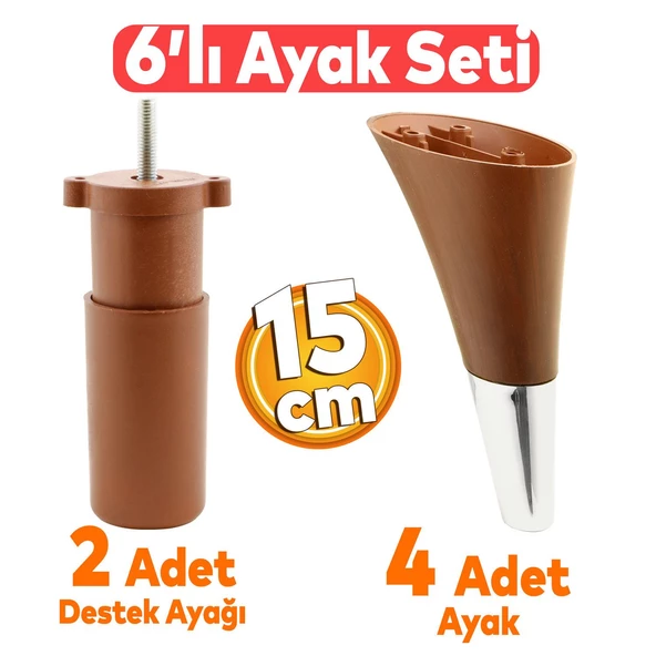 Clara 6'lı Set Mobilya Koltuk Kanepe Baza Yatak Tv Ünite Destek Ayağı 15 Cm Ayakları Kahverengi ürün görseli 1
