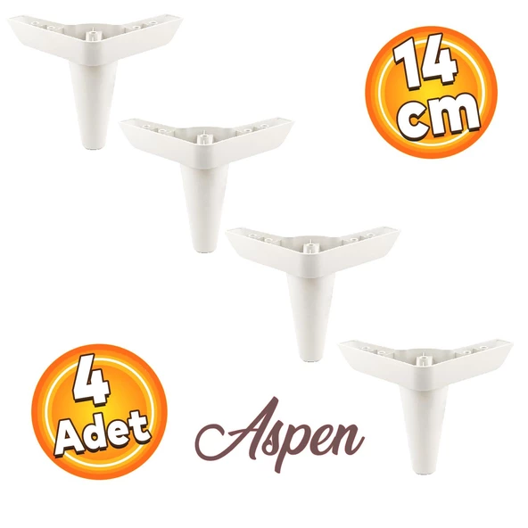 Aspen Lüks Mobilya Kanepe Sehpa Puf Koltuk Ayağı 14 cm Beyaz Baza Köşe Ayak (4 ADET) ürün görseli 1