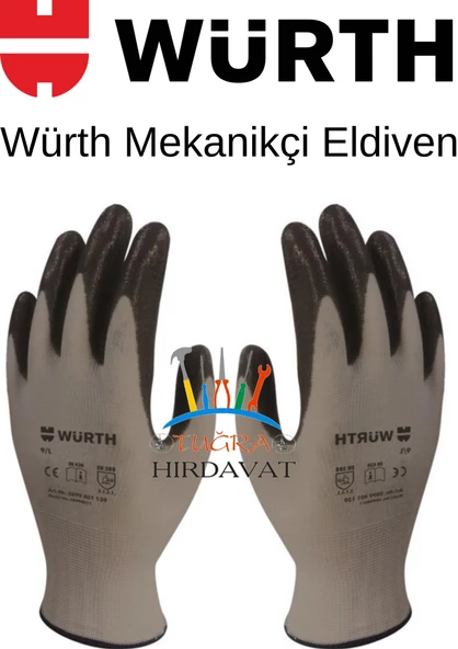 Würth İş Güvenliği Eldiveni Mekanikçi Siyah NO 9/L ürün görseli 1
