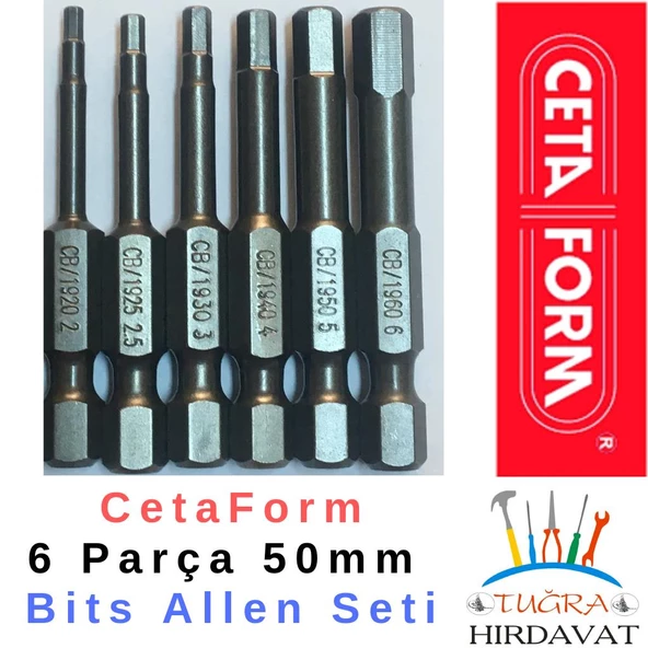 CetaForm 6 Adet x 5cm Takım Manyetik Bits Allen Alyan Matkap Ucu ürün görseli 1