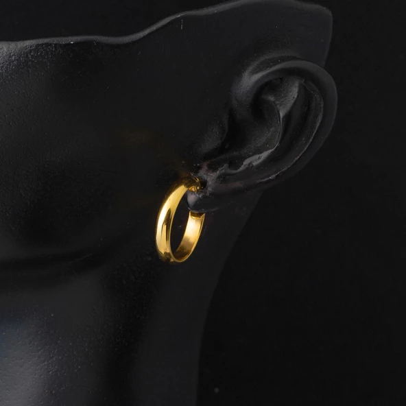 22 Ayar 2 cm. Çaplı Halka Altın Küpe - Resim 2