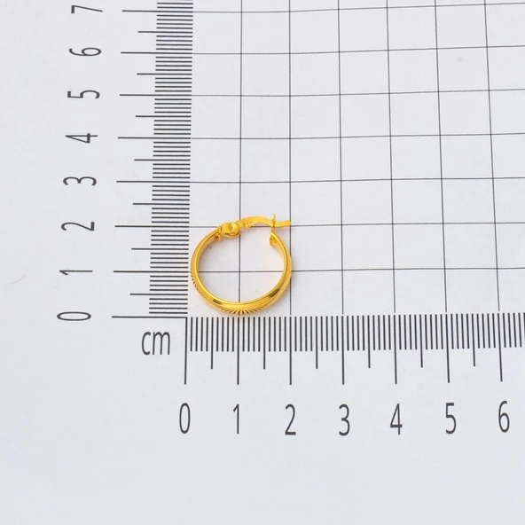 22 Ayar 2 cm. Çaplı Halka Altın Küpe - Resim 6