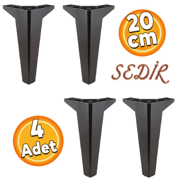 Sedir Lüks Mobilya Kanepe Tv Ünitesi Koltuk Ayağı 20 Cm Siyah Konsol Ayakları 4 Adet ürün görseli 1