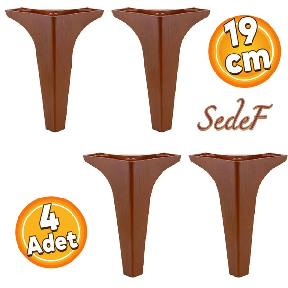 Sedef Lüks Mobilya Kanepe Tv Ünitesi Konsol Koltuk Ayağı 19 Cm Ahşap Desenli Ayakları 4 Adet ürün görseli 1