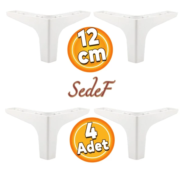 Sedef Lüks Mobilya Kanepe Sehpa Tv Ünitesi Koltuk Ayağı 12 Cm Beyaz Ayakları (4 ADET) ürün görseli 1