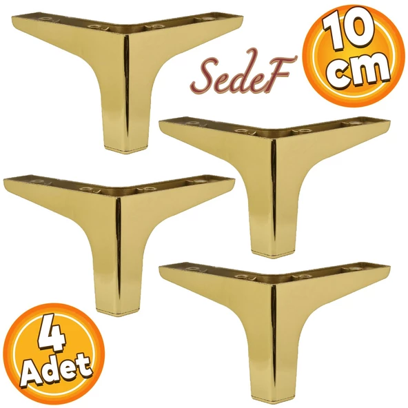 Sedef Lüks Mobilya Kanepe Sehpa Tv Ünitesi Koltuk Ayağı 10 Cm Plastik Gold Ayakları (4 ADET) ürün görseli 1