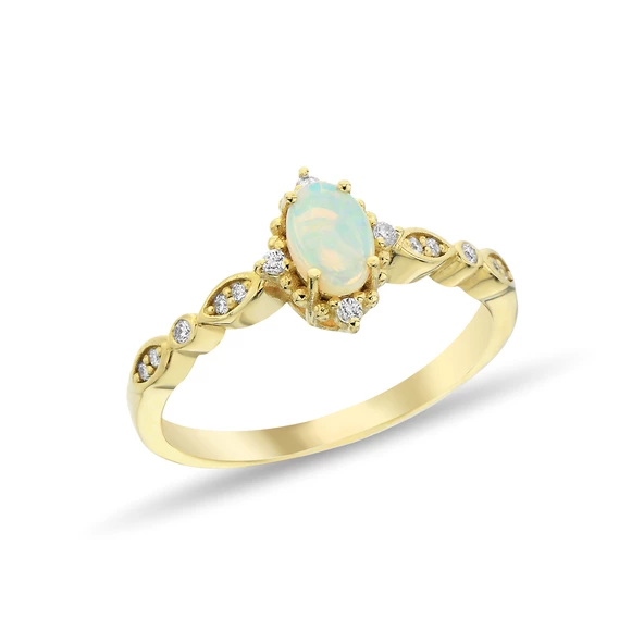 0,62 Karat Pırlantalı Opal Taşlı Vintage Yüzük ürün görseli 1