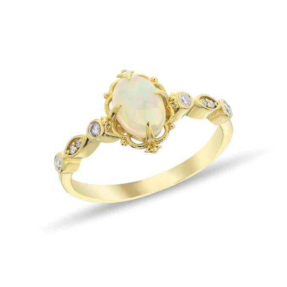1.11 Karat Pırlantalı Opal Taşlı Vintage Yüzük ürün görseli 1