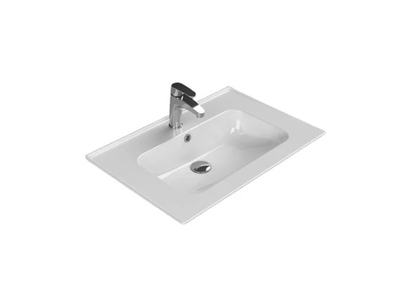 Turkuaz Cerastyle Blue Etajer Uyumlu Banyo Lavabo 70x47 cm ürün görseli 1