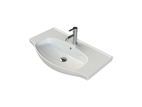 Turkuaz Cerastyle Lila Etajer Uyumlu Banyo Lavabo 80x45 cm ürün görseli 1