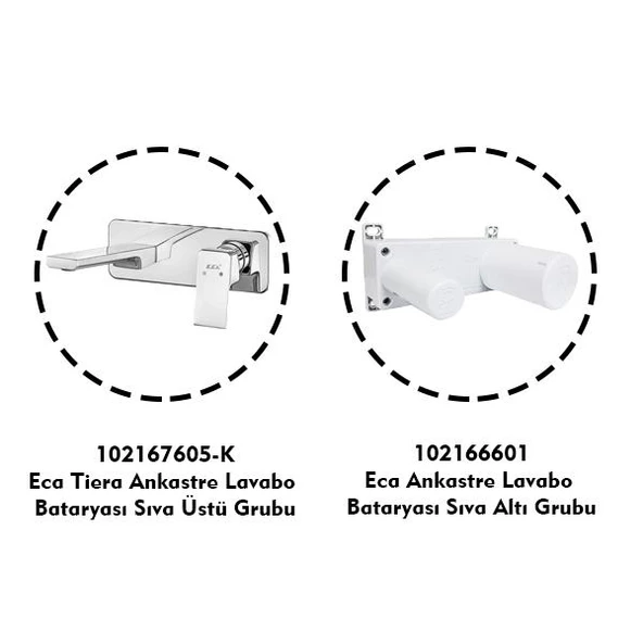Eca Tiera Ankastre Gömme Lavabo Bataryası Set (102167605-K+102166601) ürün görseli 1