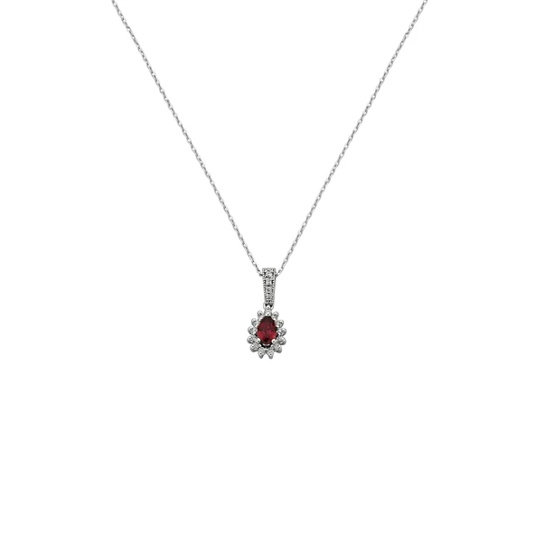 0,36 Karat Pırlantalı Yakut Damla Taşlı Kolye ürün görseli 1