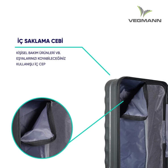 Vegmann Delphin Antrasit Orta Boy Valiz - Resim 6
