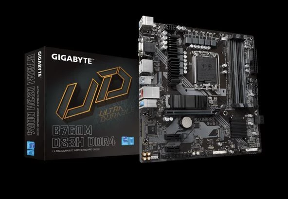 GIGABYTE B760M-DS3H-DDR4 5333MHz OC LGA1700 M.2 HDMI DisplayPort MicroATX Anakart B760M-DS3H-DDR4 ürün görseli 1