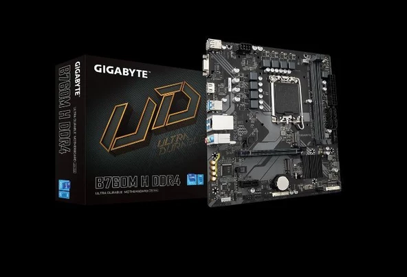 GIGABYTE B760M-H-DDR4 3200MHz LGA1700 M.2 HDMI D-Sub MicroATX Anakart B760M-H-DDR4 ürün görseli 1