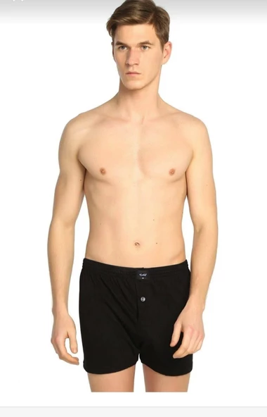 TUTKU 0117 ERKEK PENYE DÜZ BOXER 10 ADET  SİYAH M ürün görseli 1