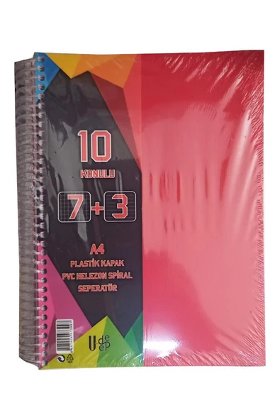 6+3 Ayraçlı Defter 9 Konulu 225 Yaprak 1 Adet 6 Kareli 3 Çizgili Spralli Plastik Kapak Seperatörlü ürün görseli 1