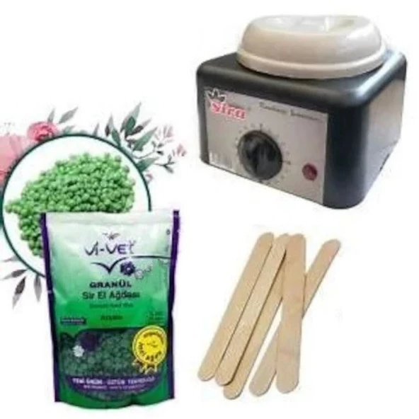 Sira Sir Ağda Isıtıcı Makine + Vi-Vet Granül Boncuk Ağda 250 G + Spatula x 5 ürün görseli 1