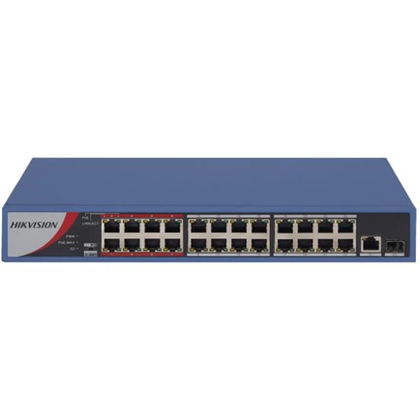 Hikvision DS-3E0326P-E/M(B) 24 Port 1x100M 1xSFP PoE 250W Switch ürün görseli 1